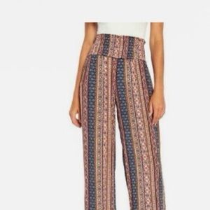 THREE DOTS PRINTED WIDE LEG PULL ON PANT SIDE POCKETS Bohemian Size Med